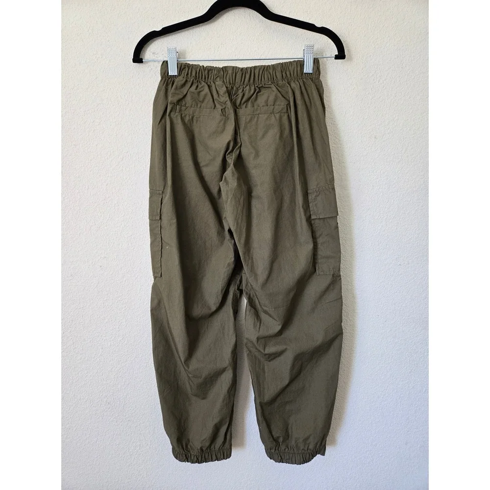 NWT Gap Kids L Girls 10 Parachute Pants Army Green Cargo Elastic Waist Cotton